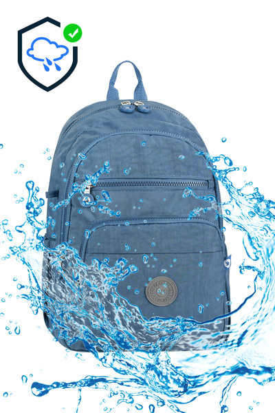 Bliss Mavi  Unisex Günlük & İlkokul  & Lise Sırt Çantası Krinkıl Kumaş Laptop Bölmeli Sırt Çantası