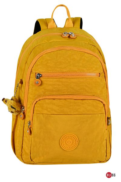 Bliss Mustard Unisex Daily & Primary & High School Backpack Crinkle Fabric Backpack with Laptop Compartment