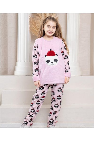 ROMEO LİFE Girl's Winter Plush Fleece Pajamas Set 8068