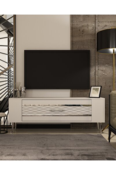 cantek dizayn RETROLP2CT TV  SEHPASI BEYAZ-GÜMÜŞ