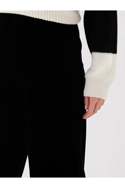 LC Waikiki LCWAIKIKI Basic Siyah Standart Fit Düz Geniş Paça Kadife Kadın Pantolon 67 Değerlendirme