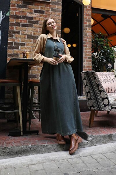 ZÜLAYS Halter Yaka Denim Jile Koyu Mavi