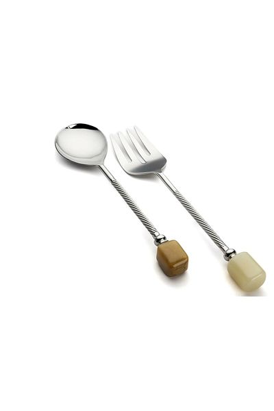 Mikasa Moor Rayn Silver 2-Piece Salad Serving Set