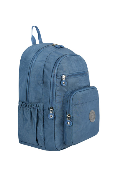 Bliss Mavi  Unisex Günlük & İlkokul  & Lise Sırt Çantası Krinkıl Kumaş Laptop Bölmeli Sırt Çantası