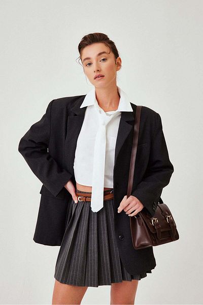 mathilda store Women's Striped Pleated Mini Skirt