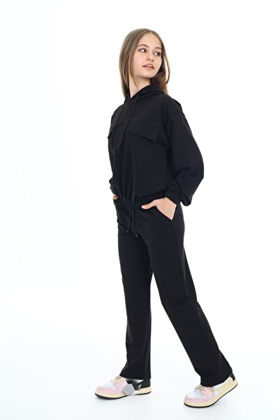 Generic Brand Girl's Pocket Detailed Hooded 2 Yarn Tracksuit Set Px5046