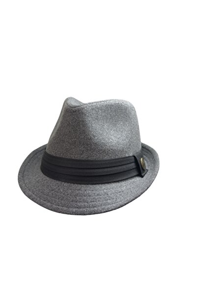 shop Ceeldu Unisex Trilby İngiliz Kasket Fötr Şapka -Açık Gri