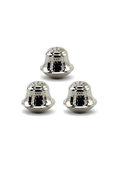 Trade Bazaar Gaziantep Handcrafted Silver Plated Copper Salt Shaker Set of 3