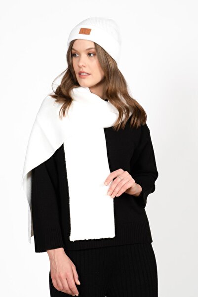 RTD&VLD Ecru Unisex Lover Knitwear Combo - Scarf and Beanie Set