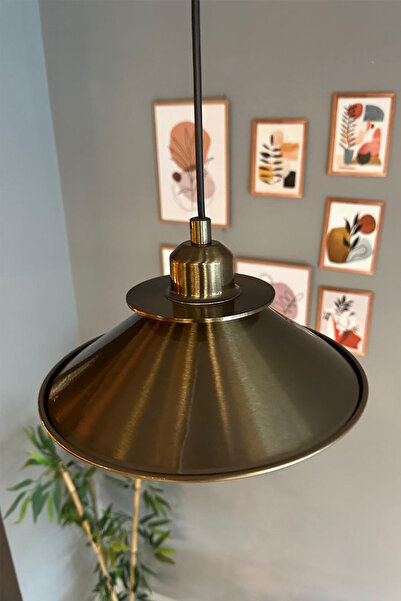 Bamyum Nantes Eskitme Rengi Yarım Lale Başlık Metal Sarkıt Avize Modern Restoran Salon Retro Sarkıt Model