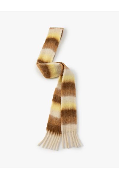 Koton Color Blocked Tassel Detailed Soft Textured Long Scarf