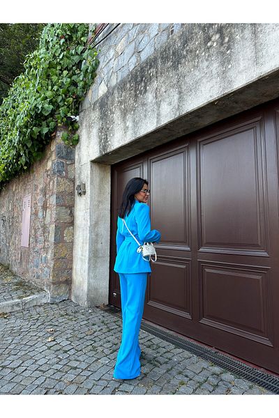 Bella Breeze Women's Belt Detailed Jacket Pants Suit