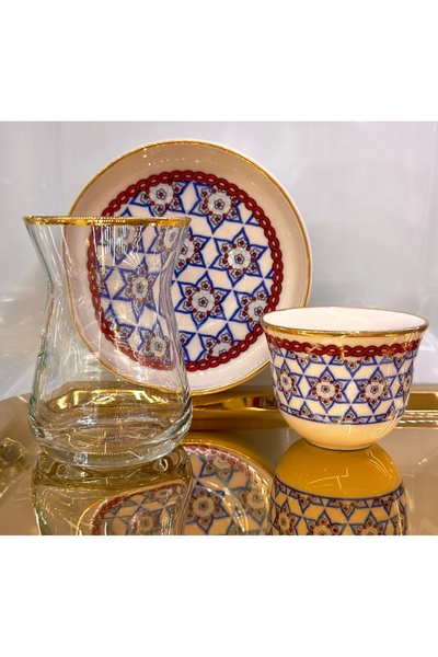 DUKKANI ISTANBUL 18 Piece Mirra Cup Tea Cup Set - Star