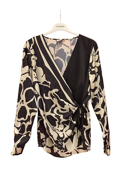 STEPS Side Tie Patterned Satin Blouse