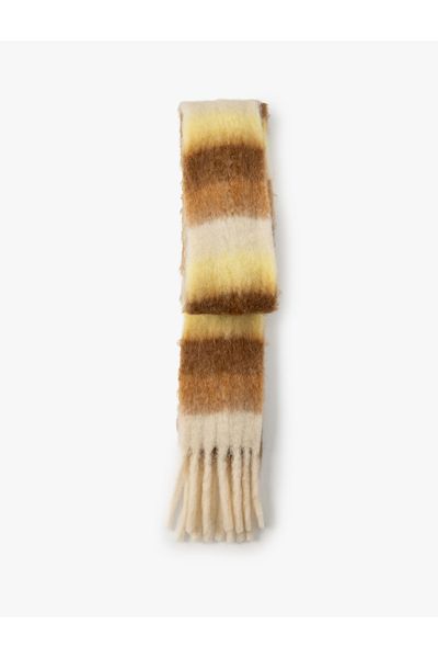 Koton Color Blocked Tassel Detailed Soft Textured Long Scarf