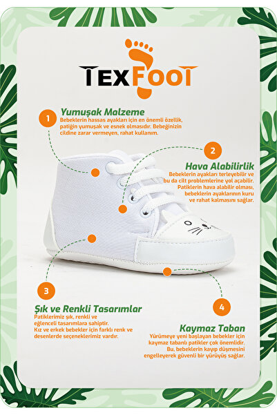 TexFoot Baby Boy Booties with Ergonomic Structure - Soft Material Cat, Anti-Sweat and Stylish Design