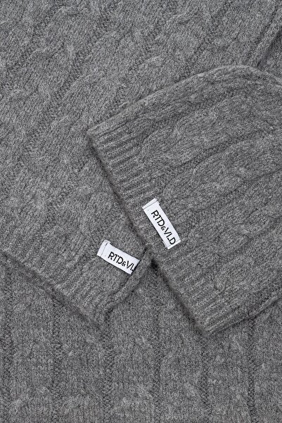 RTD&VLD Rtd & Vld Unisex Örgü Desen Triko Atkı Bere Takım Gri