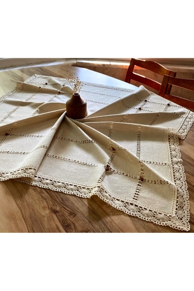 denizli hatırası Buldan bezi dantelli kahve boncuklu Kopanakhi güpürlü 100x10...