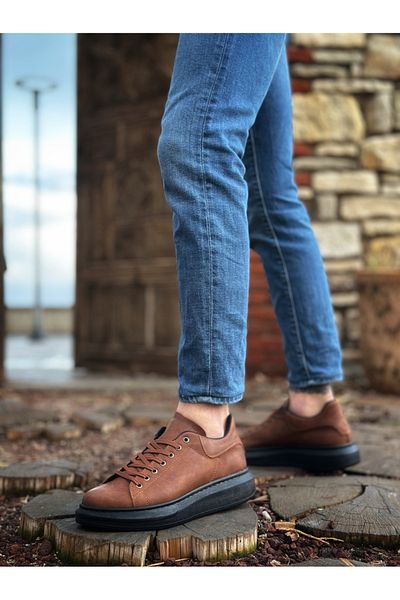 BOA Ba0547 Черни спортни мъжки обувки Boa с дебела висока подметка и връзки