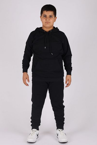 han elegant Μονόχρωμο Σετ παιδικής φόρμας Unisex με κουκούλα 2 κλωστών εποχιακής τσέπης καγκουρό