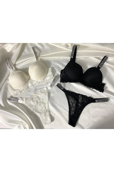 DERİN SECRET Set de sutien push-up căptușit cu dantelă și strasuri - Pachetul de două este avantajos