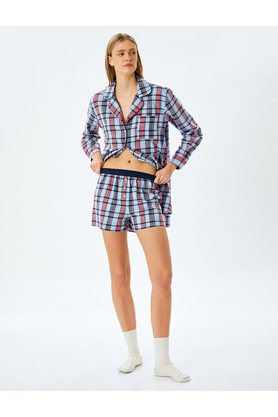 Koton Βαμβακερό καρό σχέδιο Boxer Sleepwear Bottom