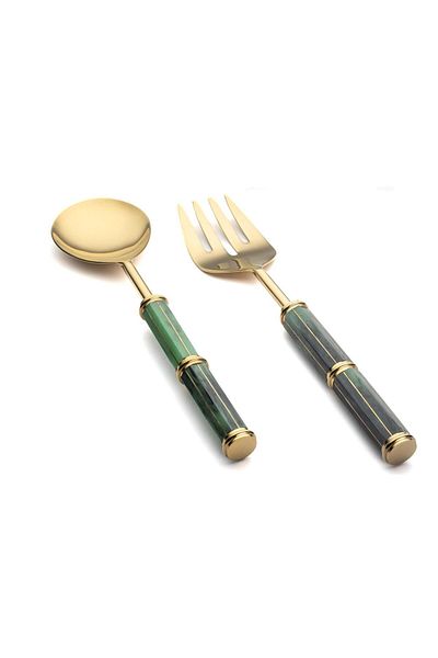 Mikasa Moor Brook Gold 2-Piece Salad Serving Set