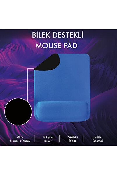 ACTIVE TEAM MP02 - Mouse Pad albastru cu suport pentru încheietura mâinii |  ...