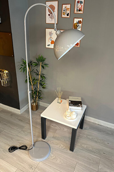 Bamyum Gri Lambader Hareketli Başlık Modern Dekoratif Metal Oturma Odası Çalışma Odası Zemin Lambası