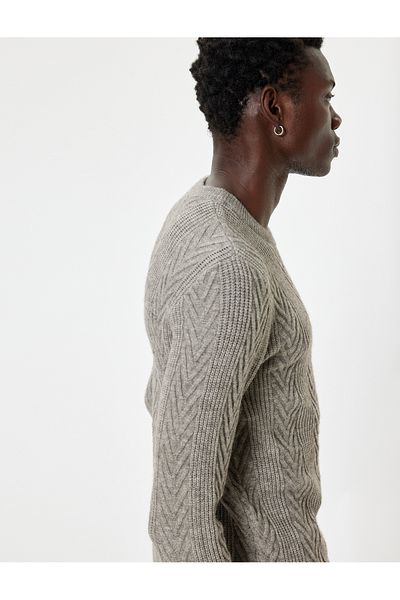 Koton Kt - Crew Neck Long Sleeve Textured Knitwear Sweater