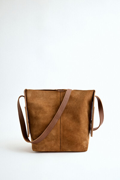 LUTVELIZADE Çanta 2420 - Uzun Saplı Dikiş Detaylı Taba Kadın Çanta