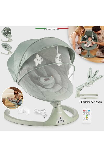 Elele Dormire 2 Elektrikli Otomatik Sallanan Kademeli Ana Kucağı Yeşil