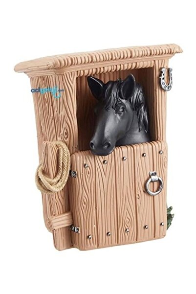 esdekor Ahşap Görünümlü Ahır İçinde At Kumbara Siyah Ev Dekorasyon Polyresine...
