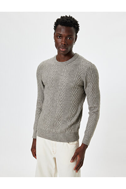 Koton Kt - Crew Neck Long Sleeve Textured Knitwear Sweater