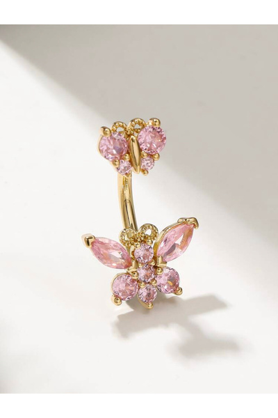 La Saade Y2k Coquette Pembe Taşlı Kelebek Piercing.