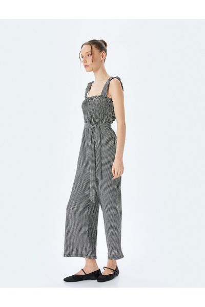 Koton Square Neck, Sleeveless Jumpsuit - Gimped Wrap with Leg Belt