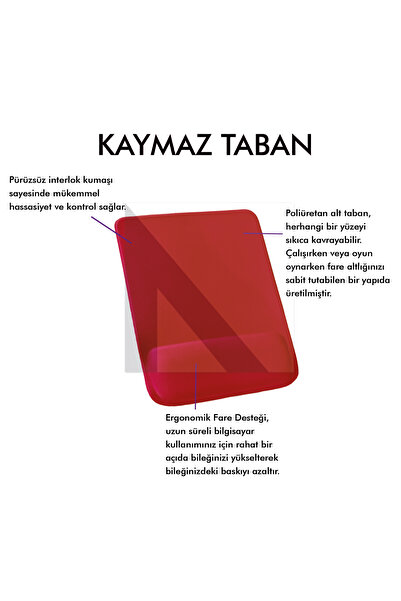 Active Team MP02 - Kırmızı Dörtgen Bilek Destekli Mouse Pad | Konfor, Kaymaz Taban, Ergonomik, Yumuşak, Ev,ofis