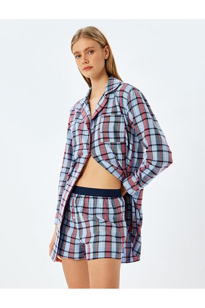 Koton Βαμβακερό καρό σχέδιο Boxer Sleepwear Bottom