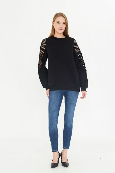 Oyga Women's Sleeves Mesh Sweatshirt