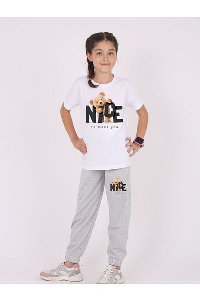 armicem Armi Nice Printed T-Shirt & Elastic Sweatpants Girls' Bottom-Top Set