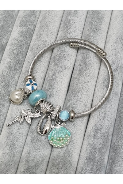 MSA TREND Çelik bileklik midye deniz kabuğu charm bilezik 316L ayar çelik kel...