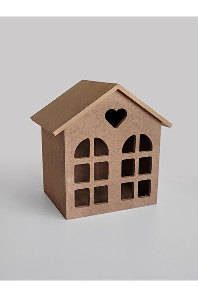 AN'GE Ahşap, Ham Mdf, Boyanabilir Kalpli Dekoratif Ev Fener, Mumluk, Gece Lam...