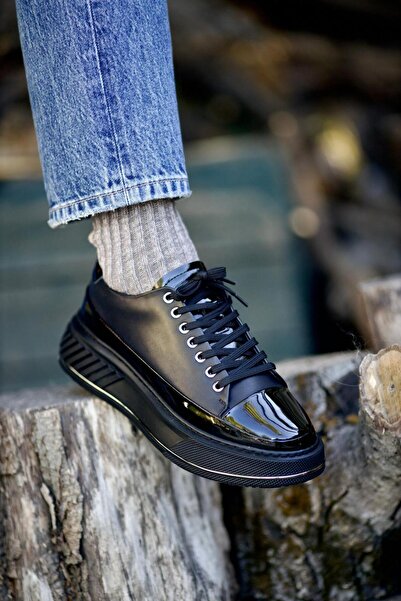 Faruk balkanas Caddya Model Kombinasyonlu Hakiki Deri Sneaker