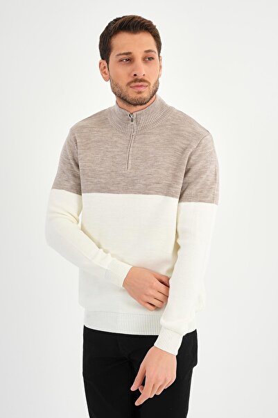 ALEXANDERGARDI Stand Collar Long Sleeve Color-Blocking Men's Knitwear Sweater (E24-Eze-19)