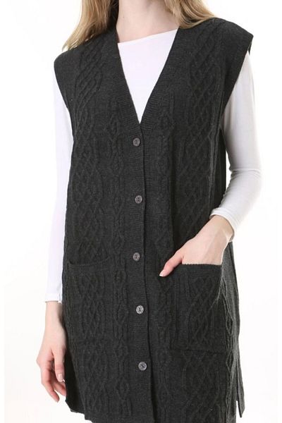 Fresh&Moda Women's Wool Winter Mother Long Knitwear Vest