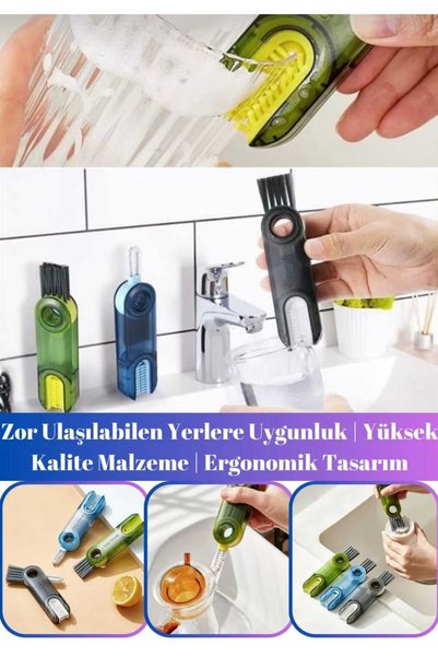Vi Caro 3 Fonksiyonlu Çok Amaçlı Bardak Şişe Biberon Temizleme Fırçası | PC O...