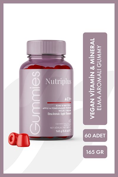 Farmasi Nutriplus Vegan Vitamin&Mineral Gummy Apple Flavored 60 Pcs - 2 Pcs