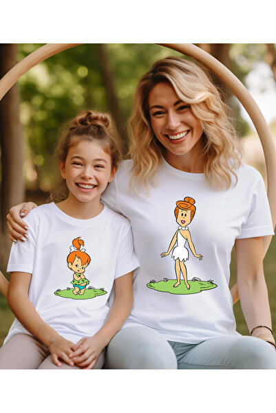 ASELİNDA Tricou Flintstone pentru mama și fiica - Tricou combinat (Adăugați 2...