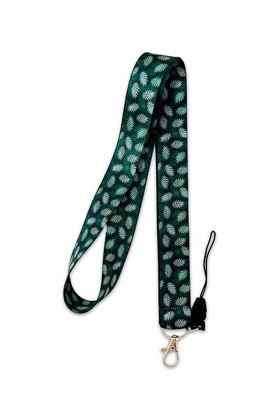 PABALAS Green Leaf Pattern Neck Lanyard Strap Name Badge Holder-Phone Strap