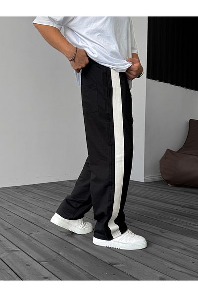 BYBASICMAN Black Wicker Stripe Pipe Leg Sweatpants Jj-065